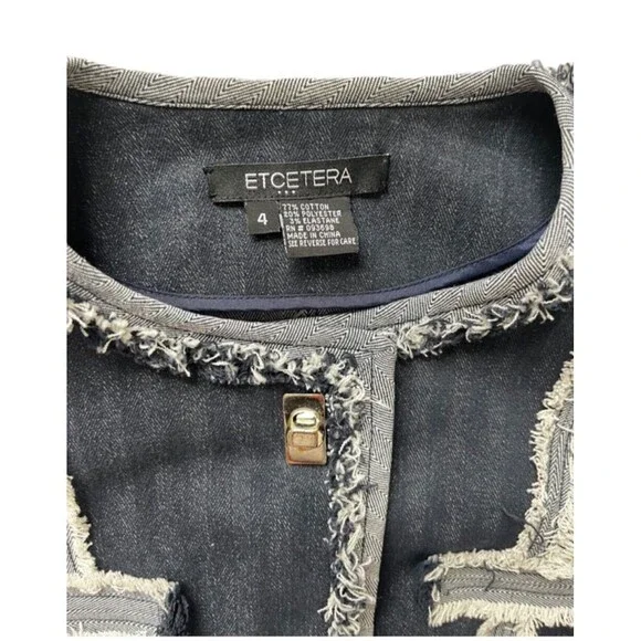 Etcetera 2 Piece Denim Pant Suit Set With Fringe Detail Size 4 - Picture 6 of 15